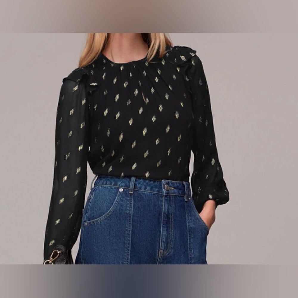 Whistles Metallic Dobby Top NWT Size 10